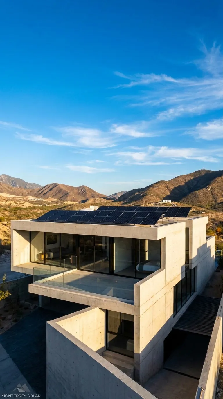 Casa moderna en el norte de México con paneles solares